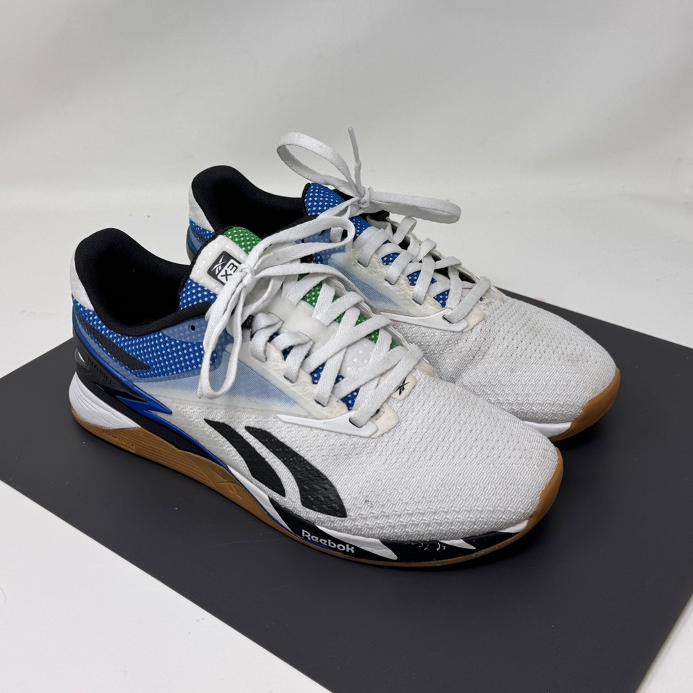 Reebok Men Nano X3 Cross Trainer White/Glen Green/Vector Blue size 6.5